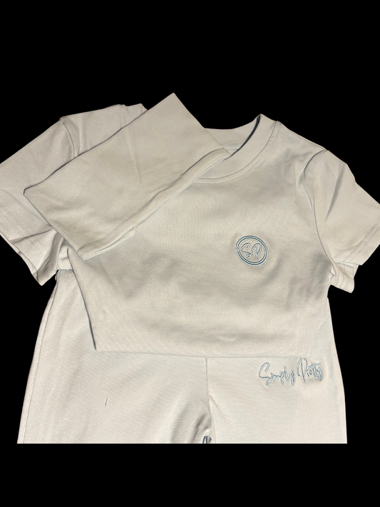 Sky Blue Short Sleeve Flare Set